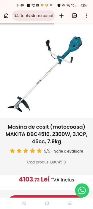 Motocositoare Makita  DBC 4510  3.1 cp