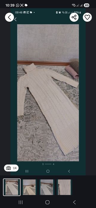 Тёплое длинное свитер платье