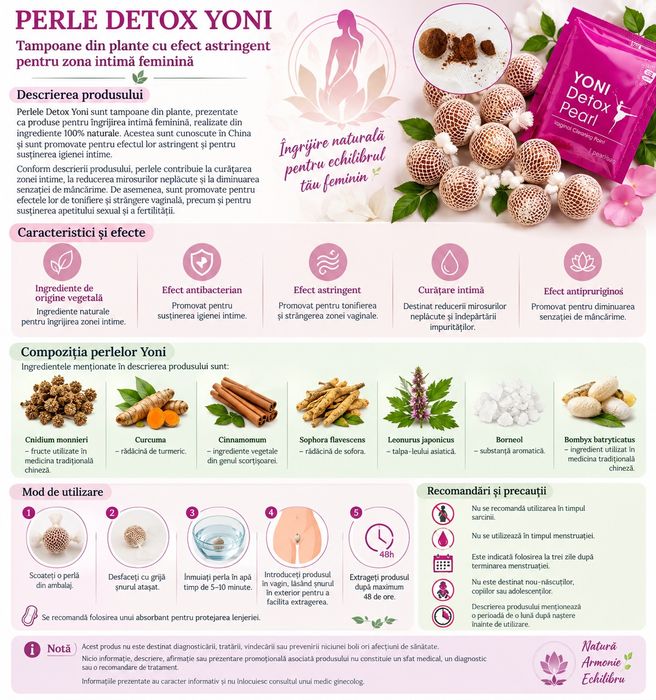 3  PERLE  DETOX  CU EFECT ASTRINGENT SI TONIFIANT  pentru  ZONA INTIMA  –si gel astringent.  Tampoane din plante
