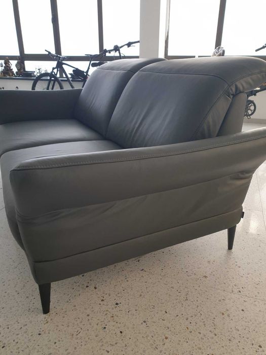 Дизайнерски немски кожен диван за офис/двойка/черна естесвена кожа