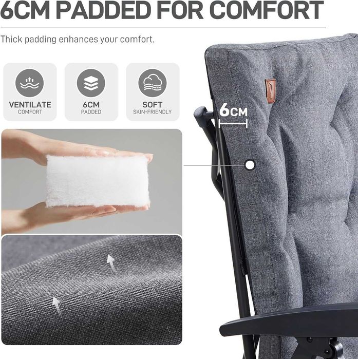 Луксозен, голям сгъваем стол, с висока облегалка 69см, до 150 кг