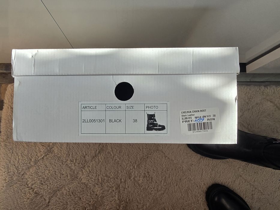 Ghete Chelsea cu lanț din piele naturala