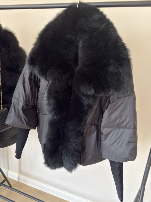 Дамско яке естествен косъм Nl Blk