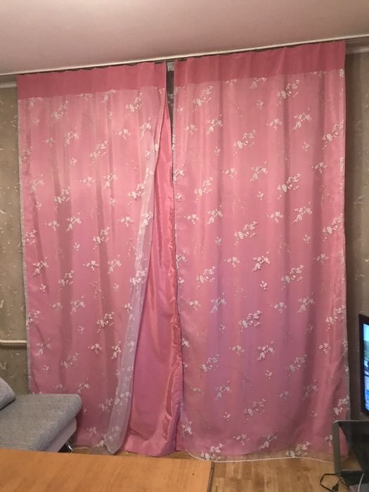 Шторы  с двойной тюлью.