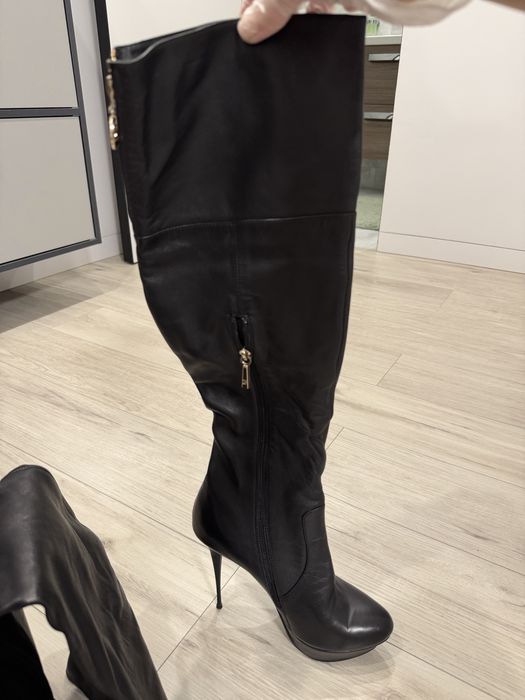 Сапоги ботфорты кожаные