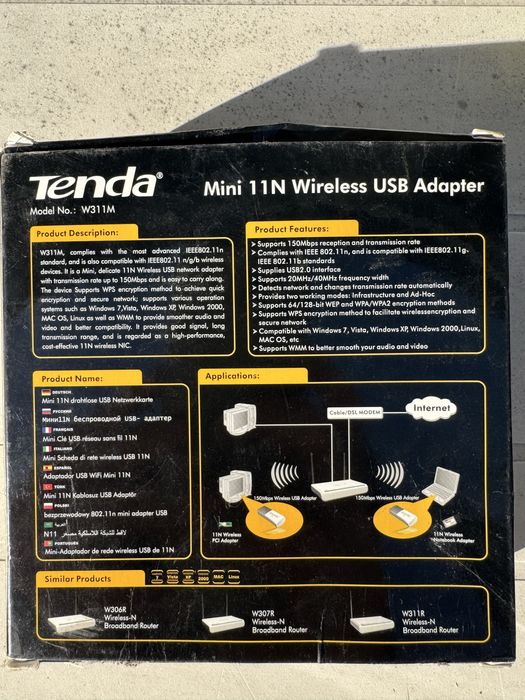 Адаптер за безжична Wi-Fi връзка Tenda W311M
