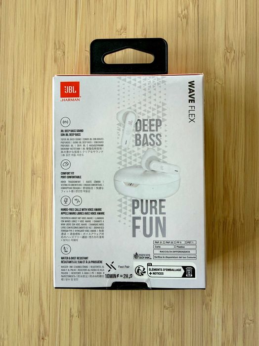 Casti audio in-ear JBL Wave Flex, True Wireless, Bluetooth, Deep Bass, Alb - SIGILAT