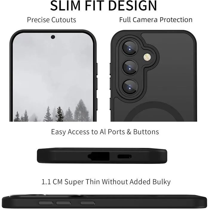 Матов magsafe кейс за samsung galaxy s26+ plus - черен - със защита на