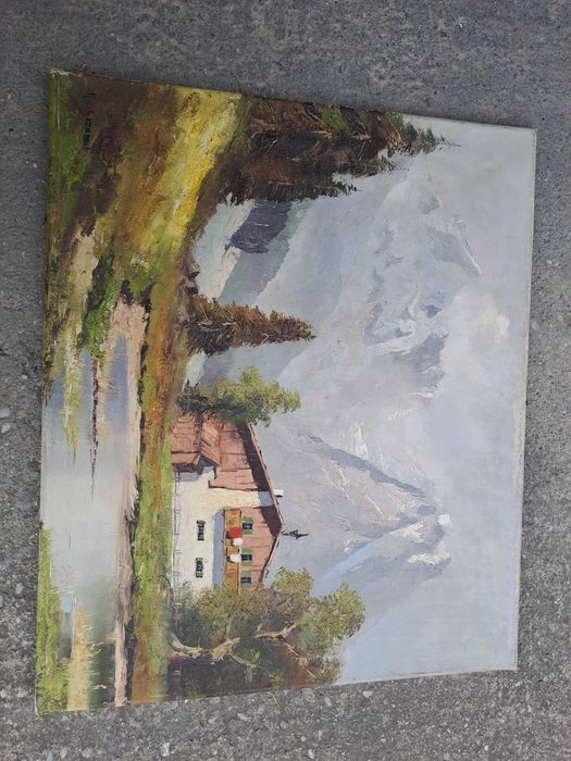 tablou pictura pe panza 50/60 cm semnat datat 1938
