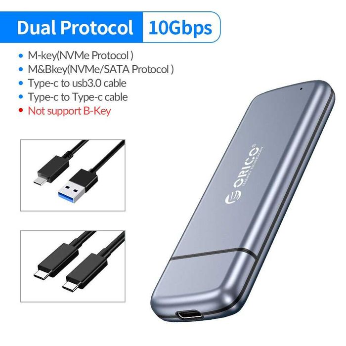 Adaptor DUAL SSD M.2 NGFF / NVMe la USB 3.0 si USB-C rack extern