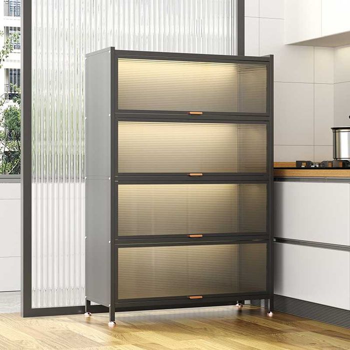 Кухонный буфет с полками для посуды и подъемной дверцей