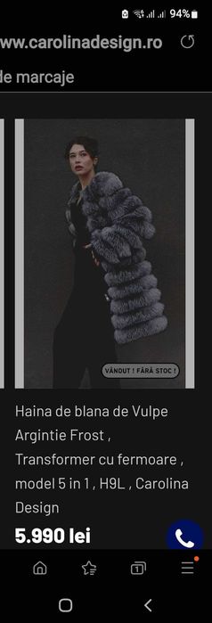 Oferta de sarbatori - Haina de blana de vulpe argintie