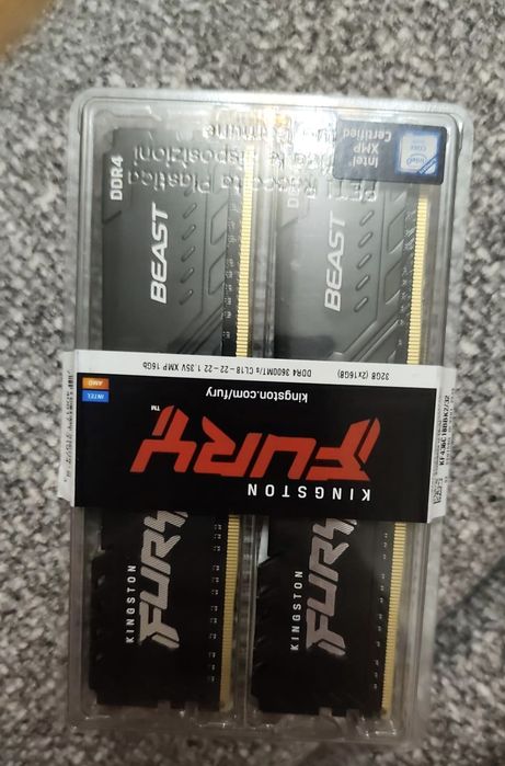 RAM Kingston Fury Beast – 32GB (2x16GB) DDR4 3600MHz CL18