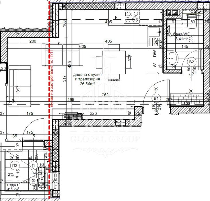 1-стаен във Варна - кв. Трошево, площ 57 кв.м,  цена 79500 €