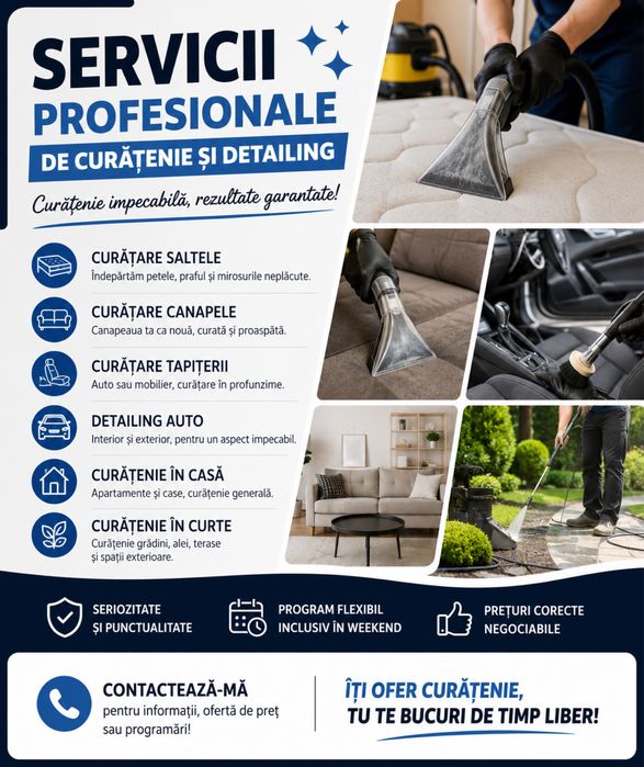 Servicii profesionale de curățenie și detailing