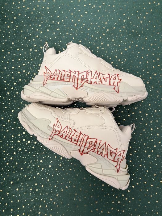 Balenciaga Triple S DIY Metal White Red