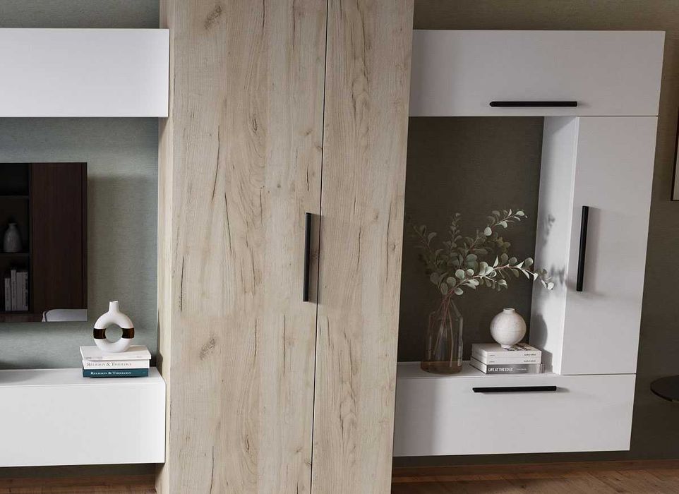 Living Pati 008 - Mobila Sufragerie Alb + Stejar