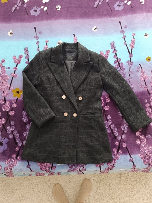 Твидовый пиджак черный