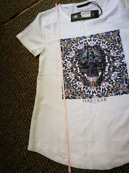 Firetrap тениска с принт череп с пеперуди