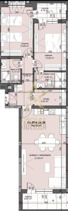 Просторен тристаен – до Парк Лаута и Пощата