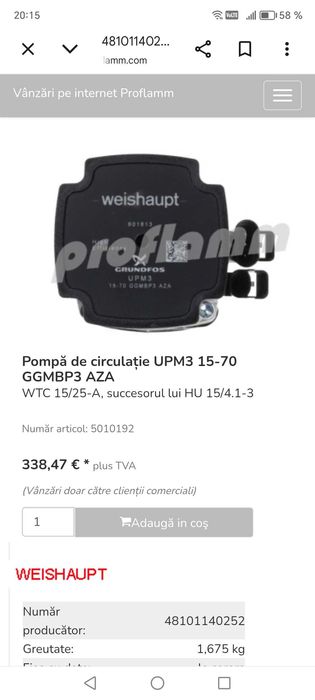 pompa centrala Grundfos upm3 15-70 NOU