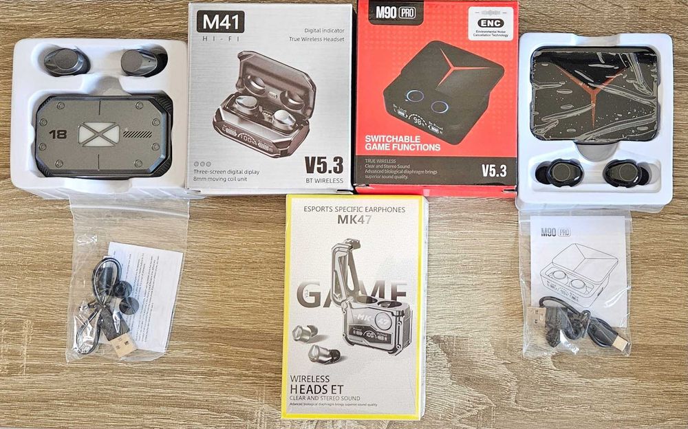 Casti wireless audio pachet TWS M41 + M90 PRO + MK47