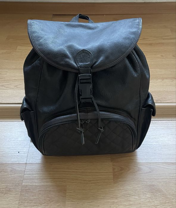 Rucsac din piele naturala negru/black