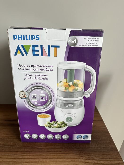Avent 4-в-1 уред за готвене на пара с първокласен блендер, пасиране, размразяване, загряване, бял