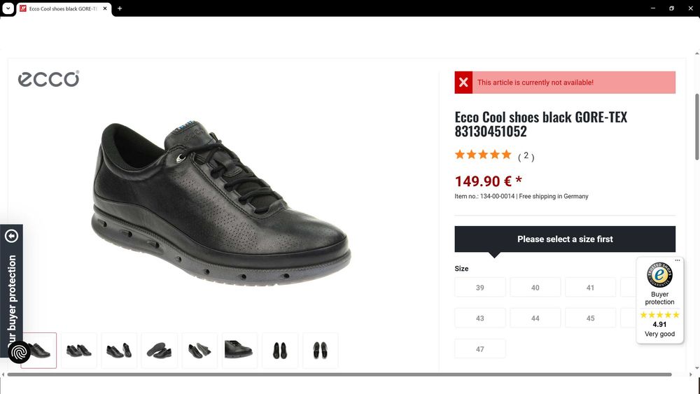 ECCO GORE-TEX YAK LEATHER Shoes размер EUR 44 естествена кожа водонепромокаеми - 1103