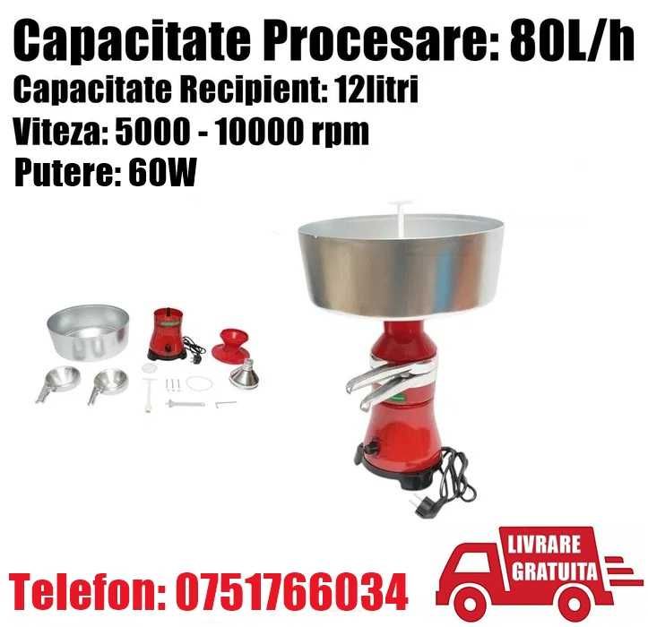 Separator Smantana Aparat Degresat Lapte Automat 60W Rezervor 12L Procesare 80 litri/ora Metalic + LIVRARE GRATUITA IS