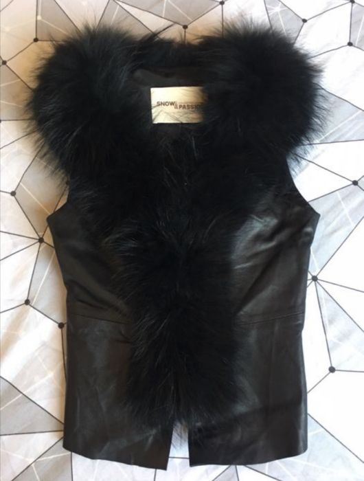 Кожен елек с естествен косъм