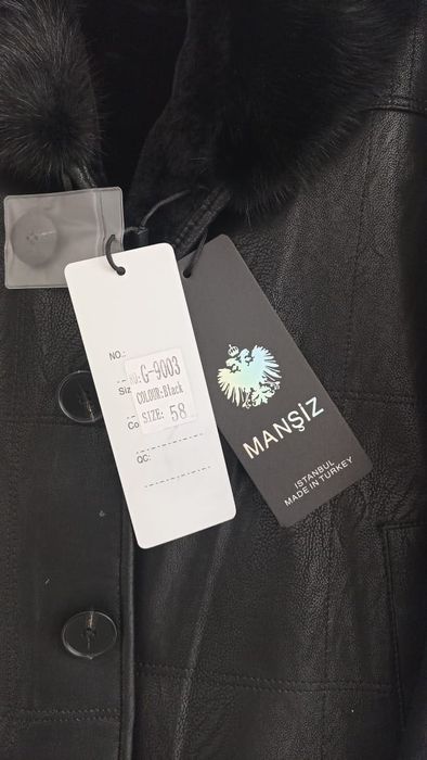 Мужская турецкая кожаная дубленка с норковой отделкой новая