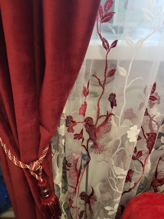Штора  с тюлью красивая