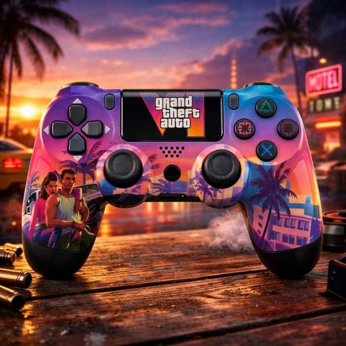 Безжичен джойстик за PS4 с тъчпад, вибрация и LED осветление