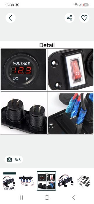 Panou 4in1 cu priză brichetă si voltmetru•ampermetru•usb