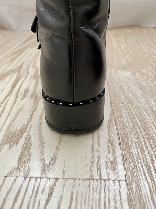 Дамски черни боти FABIANO с капси и каишки, естествена кожа