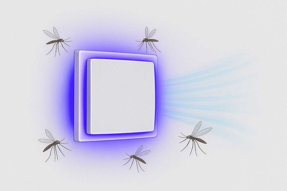 Вентилатор за баня "КомароТрепач" светещ син LED ф100 влагоуст ММоторс