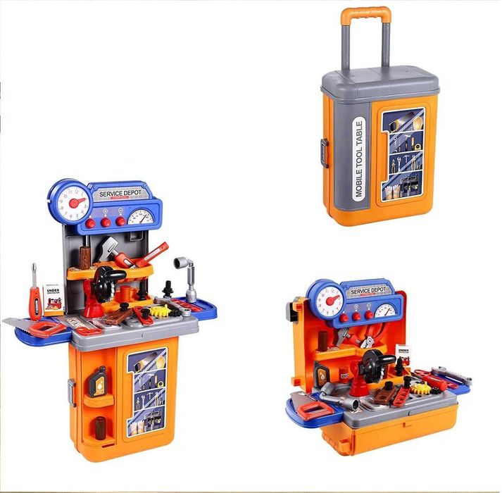 Детский игровой набор инструментов в мобильном чемодане верстак дрель