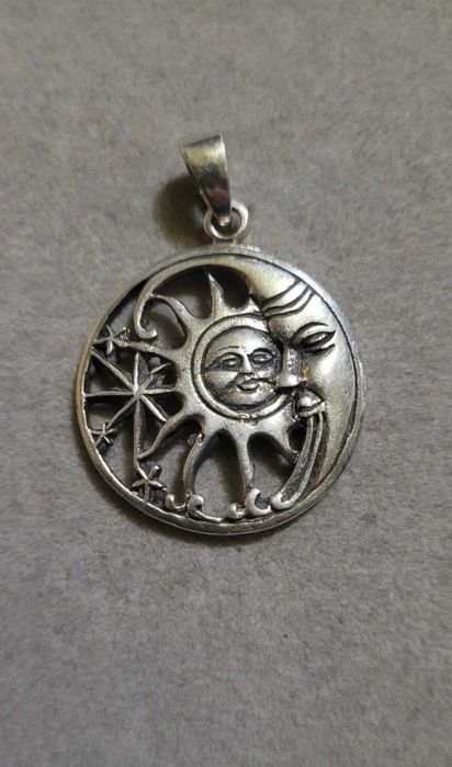 Pandantiv argint Soare si Luna, amuleta astrologica
