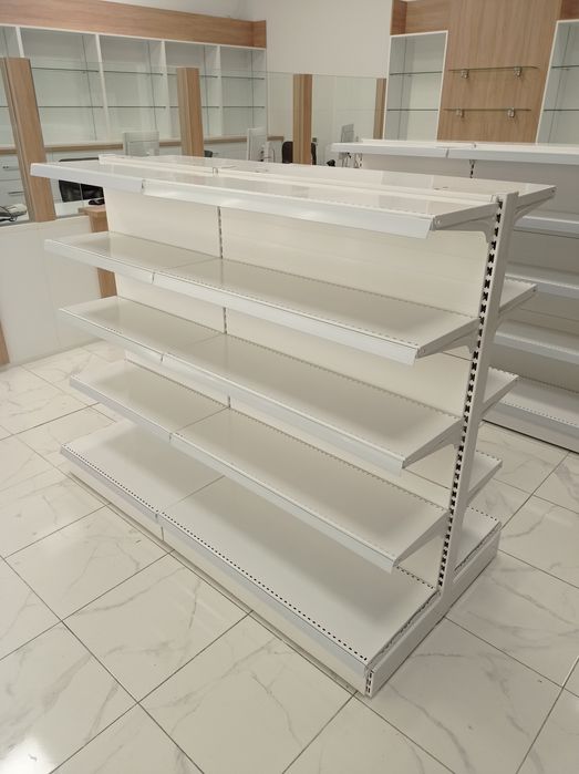 Островен /двустранен/ стелаж за магазини, аптеки