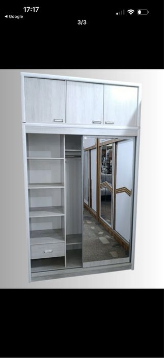 Шкаф 130/250 светло серый , очень удобный большой ,