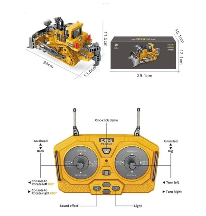 RC БУЛДОЗЕР играчка 1:20 2.4GHz IИграчка с дистанционно управление