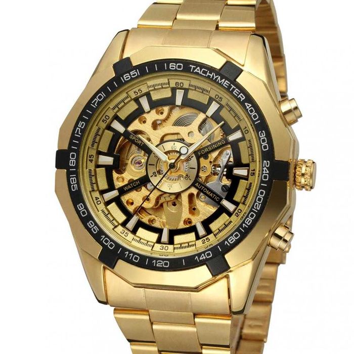 Ceas Forsining schelet barbatesc automatic Gold