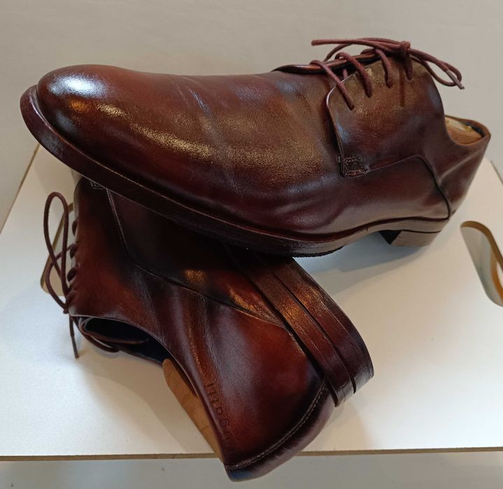 Pantofi derby 45 45.5 plain toe Bugatti piele naturala moale premium