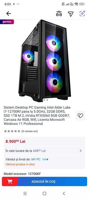 Sistem Desktop PC Gaming - Stare 10/10
