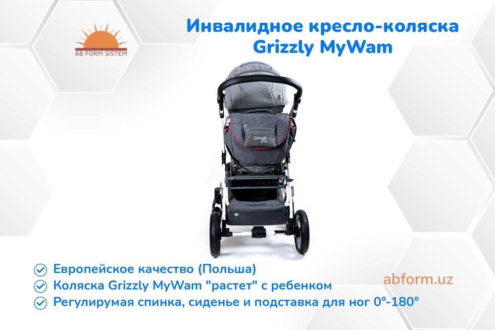 Коляска для детей с нарушениями опорно-двигательного аппарата Grizzly