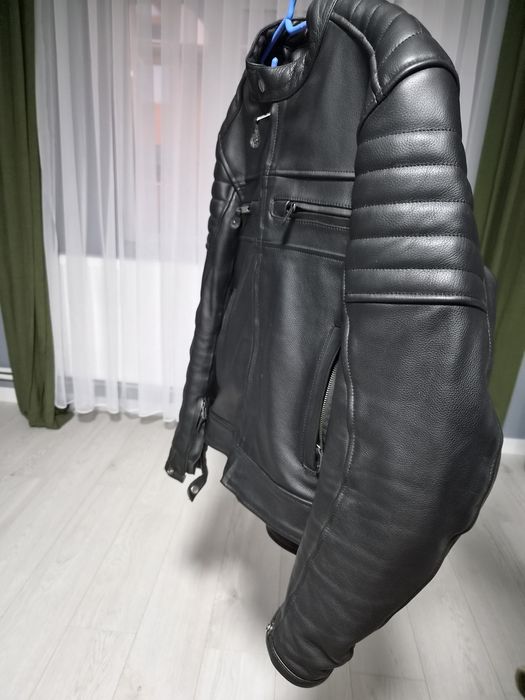 Geaca moto SM din piele, cu protectii certificate, marimea S