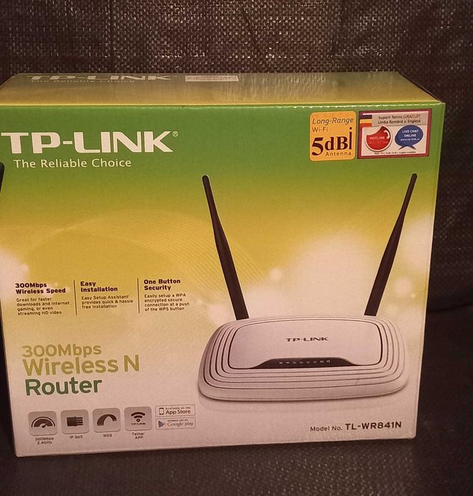 Безжичен рутер TP-Link TL-WR841N 300Mbps с две антени за стабилен сигнал