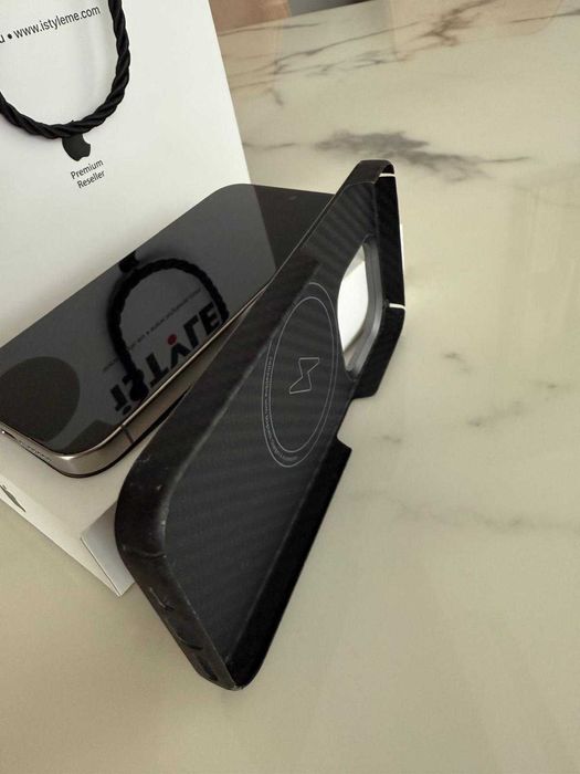 iPhone 15Pro 256 Impecabil,Natural Titanium, 88% +Husa Kevlar +8 Folii