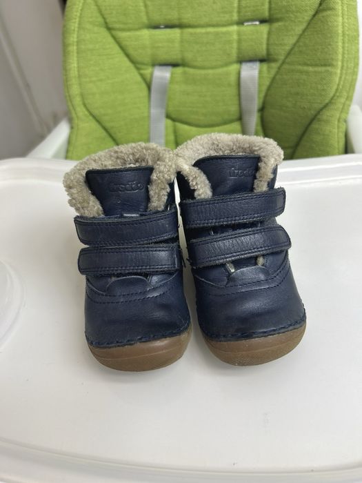 Vand ghete Froddo copii, piele natura, captuseala blana miel dark blue